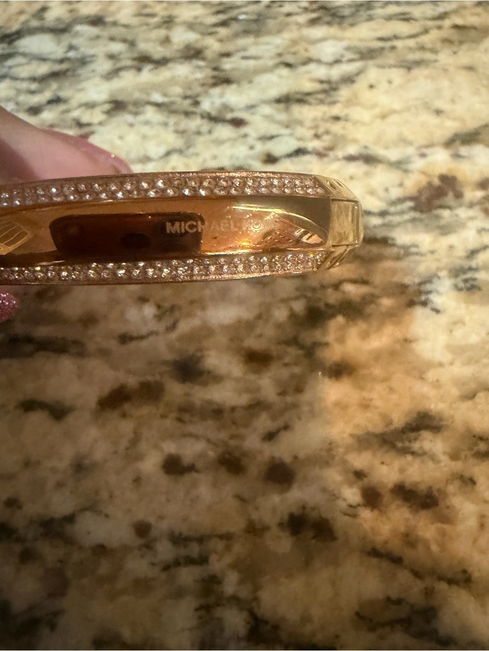 Michael Kors two sided rhinestone Rose Gold-Tone Pavé Bangle Bracelet - Picture 3 of 5